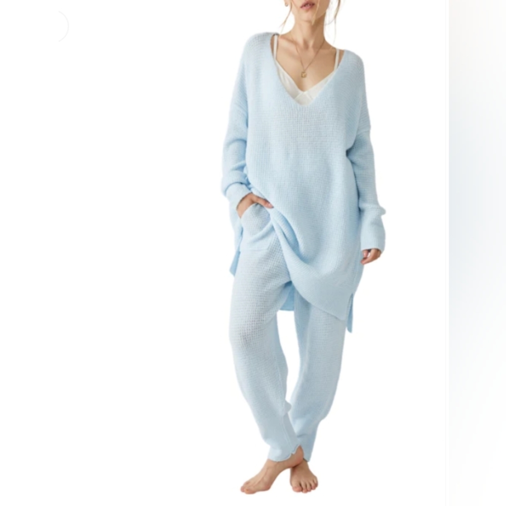 Free People Intimately C.O.Z.Y. Pullover Dress, Color Neon Sky, Size XS/S.